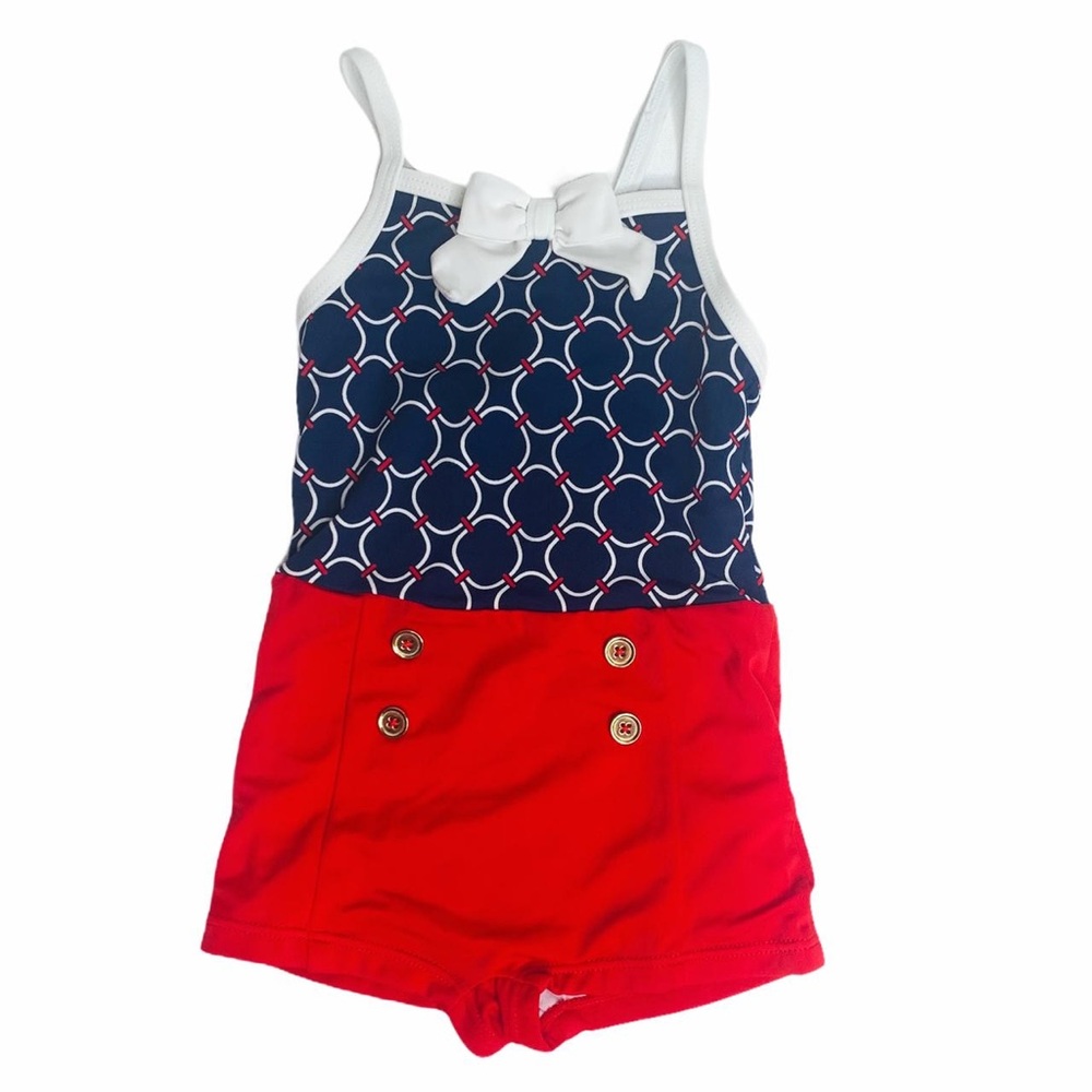 Janie and Jack Navy and Red Kids Swim One Piece